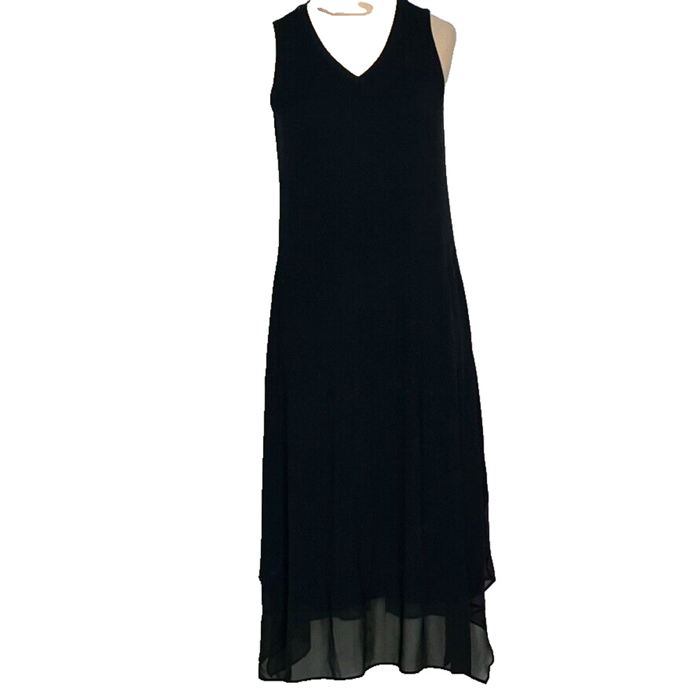 LOGO Lori Goldstein Dress Women's XS Black Sleeveless Midi Lagen Loungewear Tank